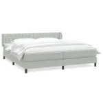 Pat cu arcuri cu saltele gri deschis 180×220 cm catifea