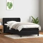 Pat box spring cu saltea, negru, 80×210 cm, catifea