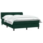 Pat box spring cu saltea, Verde închis, 140×210 cm, catifea