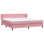 Pat cu arcuri cu saltele roz 180×210 cm catifea