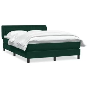 Pat box spring cu saltea, verde închis, 140×220 cm, catifea