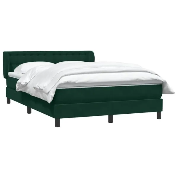 Pat box spring cu saltea, verde închis, 140×220 cm, catifea