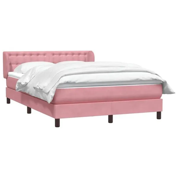 Pat box spring cu saltea, roz, 140×220 cm, catifea