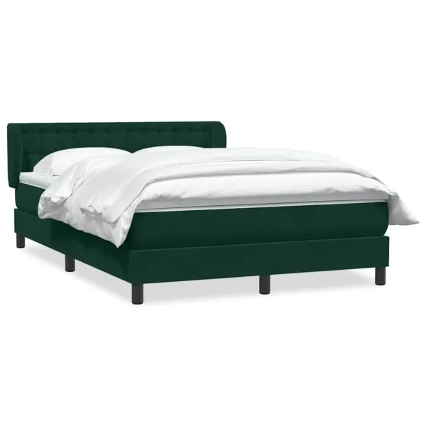 Pat box spring cu saltea, verde închis, 160×220 cm, catifea