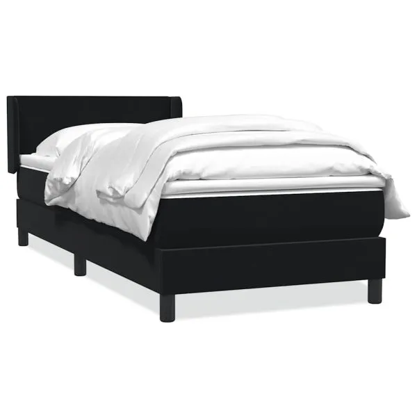Pat box spring cu saltea, negru, 80×210 cm, catifea