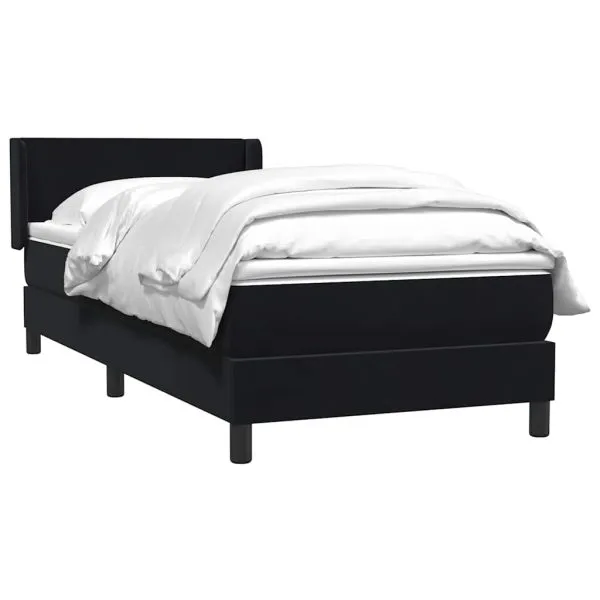 Pat box spring cu saltea, negru, 80×210 cm, catifea