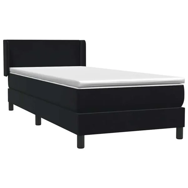 Pat box spring cu saltea, negru, 80×210 cm, catifea