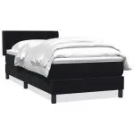 Pat box spring cu saltea, negru, 90×210 cm, catifea