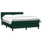 Pat box spring cu saltea, Verde închis, 140×210 cm, catifea