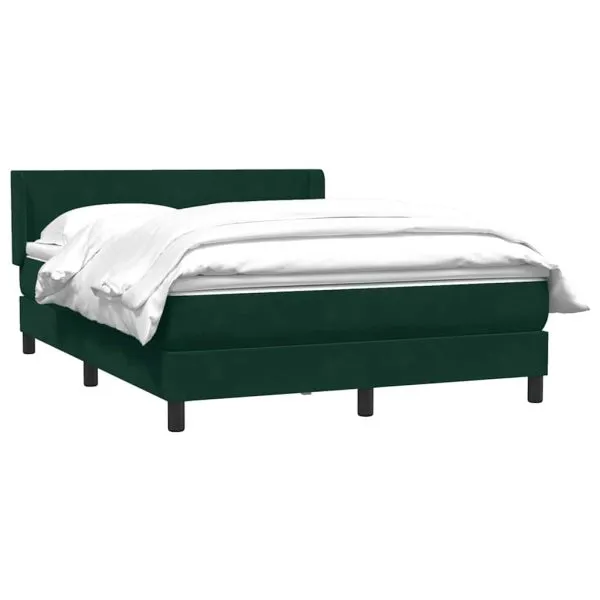 Pat box spring cu saltea, Verde închis, 140×210 cm, catifea