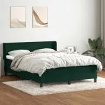 Pat box spring cu saltea, Verde închis, 140×210 cm, catifea