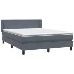 Pat box spring cu saltea, gri închis, 160×210 cm, catifea
