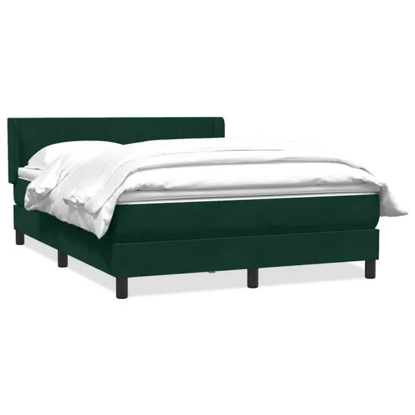 Pat box spring cu saltea, verde închis, 160×210 cm, catifea