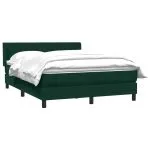 Pat box spring cu saltea, verde închis, 160×210 cm, catifea