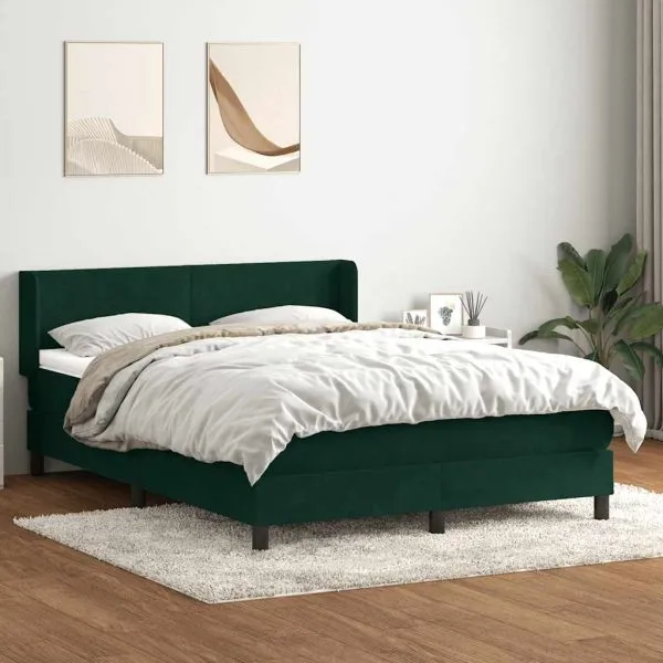 Pat box spring cu saltea, verde închis, 160×210 cm, catifea