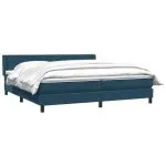 Pat box spring cu saltea, albastru închis, 180×210 cm, catifea