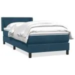 Pat box spring cu saltea, albastru închis, 80×220 cm, catifea
