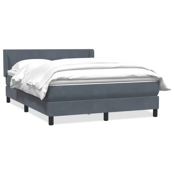 Pat box spring cu saltea, gri închis, 160×220 cm, catifea