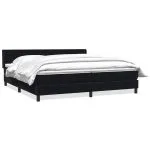 Pat box spring cu saltea, negru, 180×220 cm, catifea