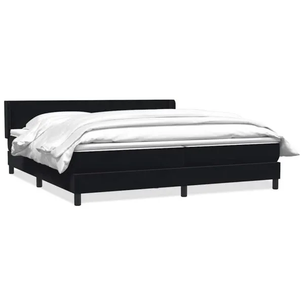 Pat box spring cu saltea, negru, 180×220 cm, catifea