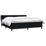 Pat box spring cu saltea, negru, 180×220 cm, catifea