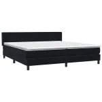 Pat box spring cu saltea, negru, 180×220 cm, catifea