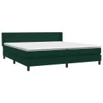 Pat box spring cu saltea, verde închis, 180×220 cm, catifea