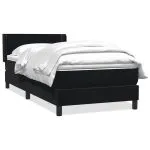 Pat box spring cu saltea, negru, 100×210 cm, catifea