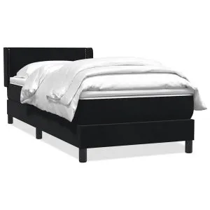 Pat box spring cu saltea, negru, 100×210 cm, catifea