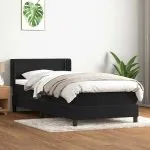 Pat box spring cu saltea, negru, 100×210 cm, catifea