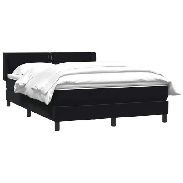 Pat box spring cu saltea, negru, 160×210 cm, catifea