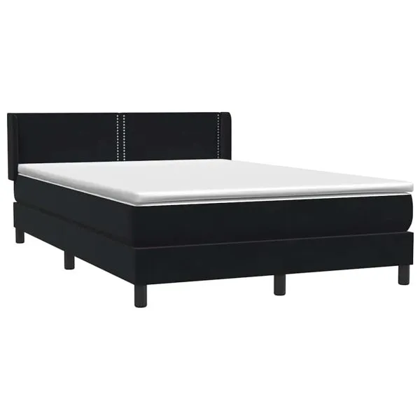 Pat box spring cu saltea, negru, 160×210 cm, catifea