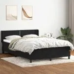 Pat box spring cu saltea, negru, 160×210 cm, catifea