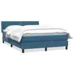 Pat box spring cu saltea, albastru închis, 160×210 cm, catifea