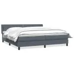 Pat box spring cu saltea, gri închis, 180×210 cm, catifea