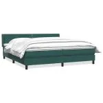 Pat box spring cu saltea, verde închis, 180×210 cm, catifea