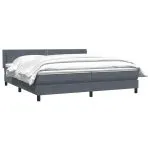 Pat box spring cu saltea, gri închis, 180×220 cm, catifea