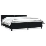 Pat box spring cu saltea, negru, 200×220 cm, catifea
