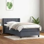 Pat box spring cu saltea, gri închis, 80×210 cm, catifea