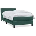 Pat box spring cu saltea, verde închis, 80×210 cm, catifea