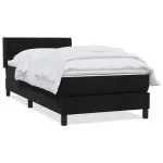 Pat box spring cu saltea, negru, 100×210 cm, catifea
