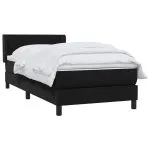 Pat box spring cu saltea, negru, 100×210 cm, catifea