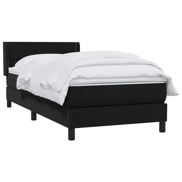 Pat box spring cu saltea, negru, 100×210 cm, catifea