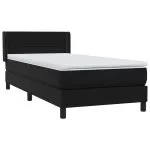 Pat box spring cu saltea, negru, 100×210 cm, catifea