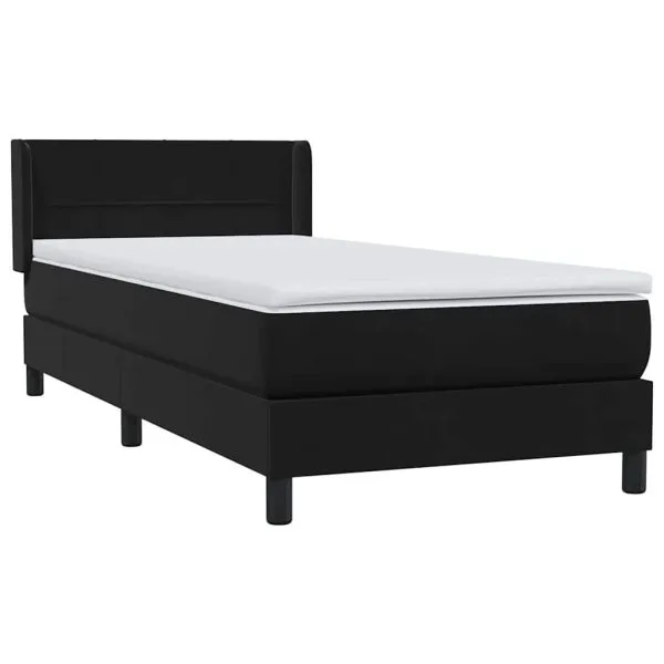 Pat box spring cu saltea, negru, 100×210 cm, catifea