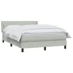 Pat box spring cu saltea, gri deschis, 140×210 cm, catifea