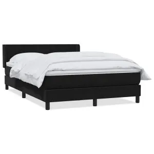 Pat box spring cu saltea, negru, 140×210 cm, catifea