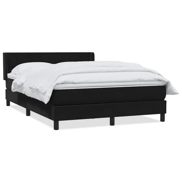 Pat box spring cu saltea, negru, 140×210 cm, catifea