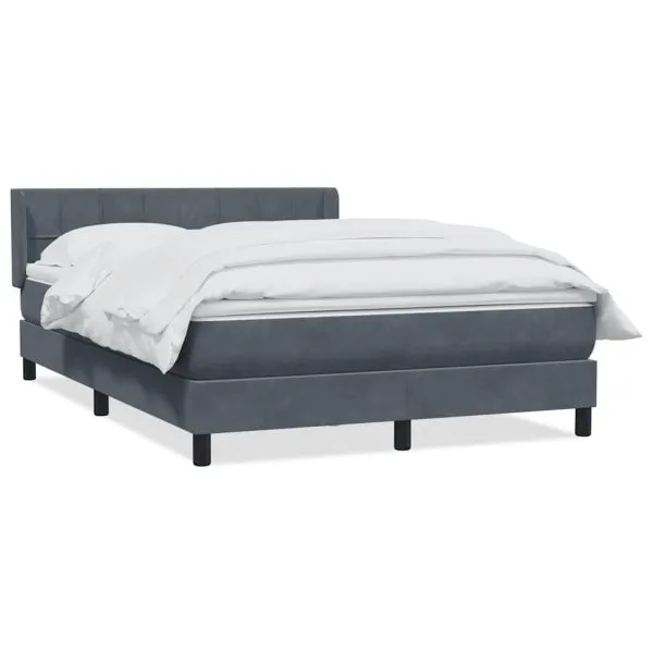 Pat box spring cu saltea, gri închis, 160×210 cm, catifea