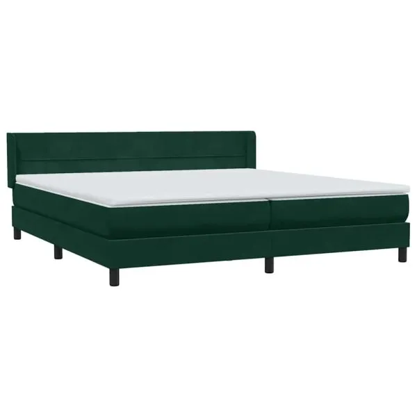 Pat box spring cu saltea, verde închis, 180×210 cm, catifea